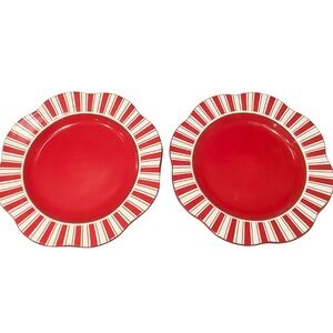 Pier 1 Candy Cane Dinner Plates (2)